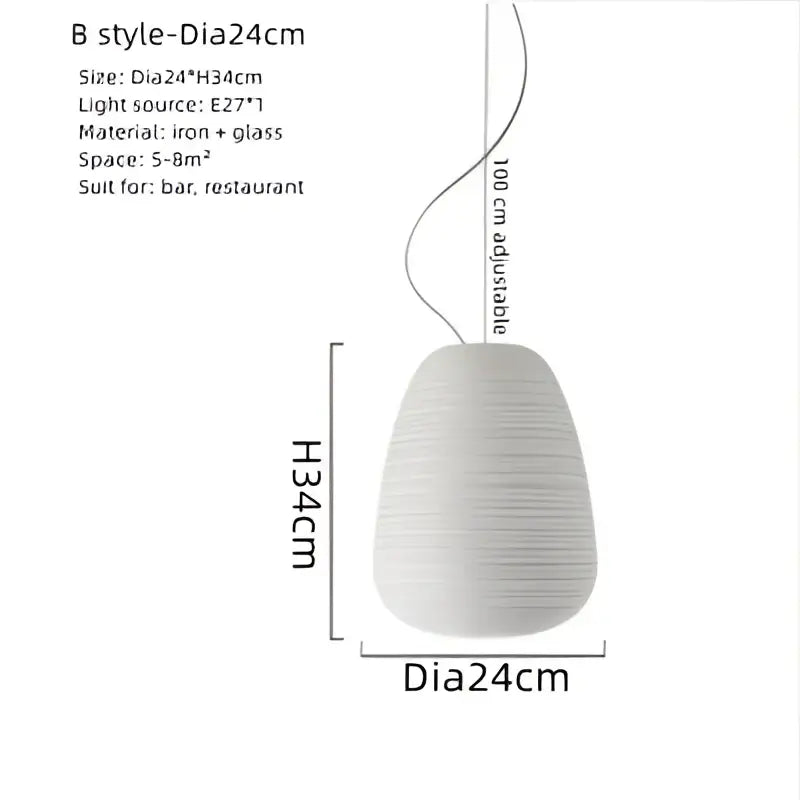 Ribbed off-white glass cocoon pendant light with iron frame featuring white textured glass for dining room decorbites glass cocoon