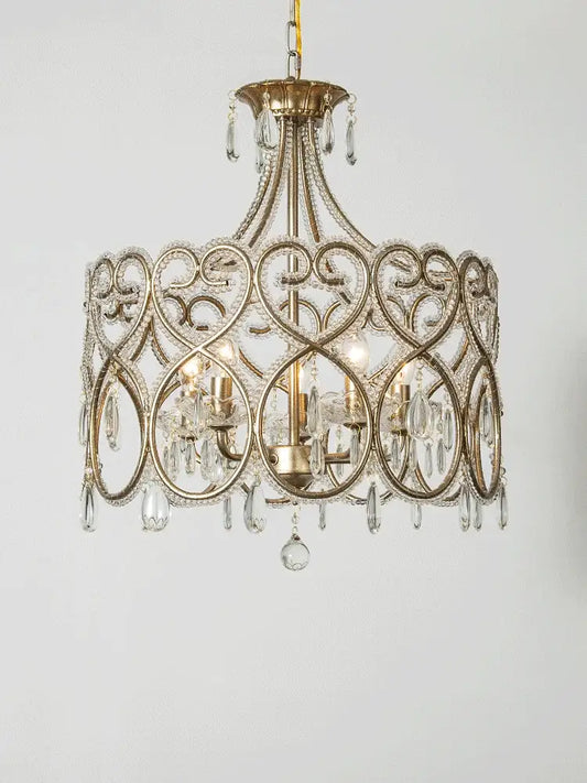 Romantic gold crystal heart ceiling light chandelier with intricate filigree and dangling crystal droplets for decorbites ceiling light