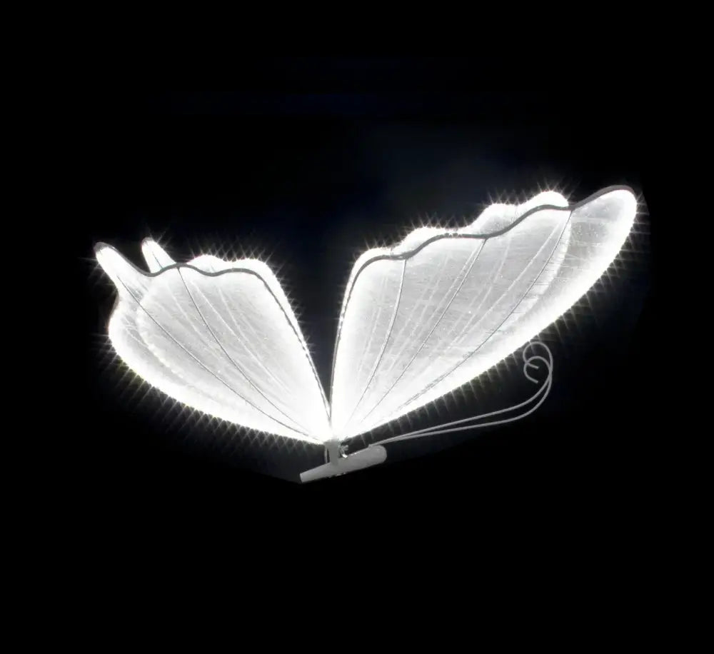 Romantic white and gold butterfly wedding decoration floor lamp featuring a glowing white butterfly LED ceiling light with intricate wings