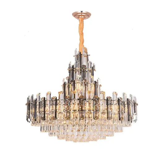 Rose gold and smoky dimmable crystal chandelier with twisted brass chain and cascading prisms for elegant lighting decorbites dimmable crystal