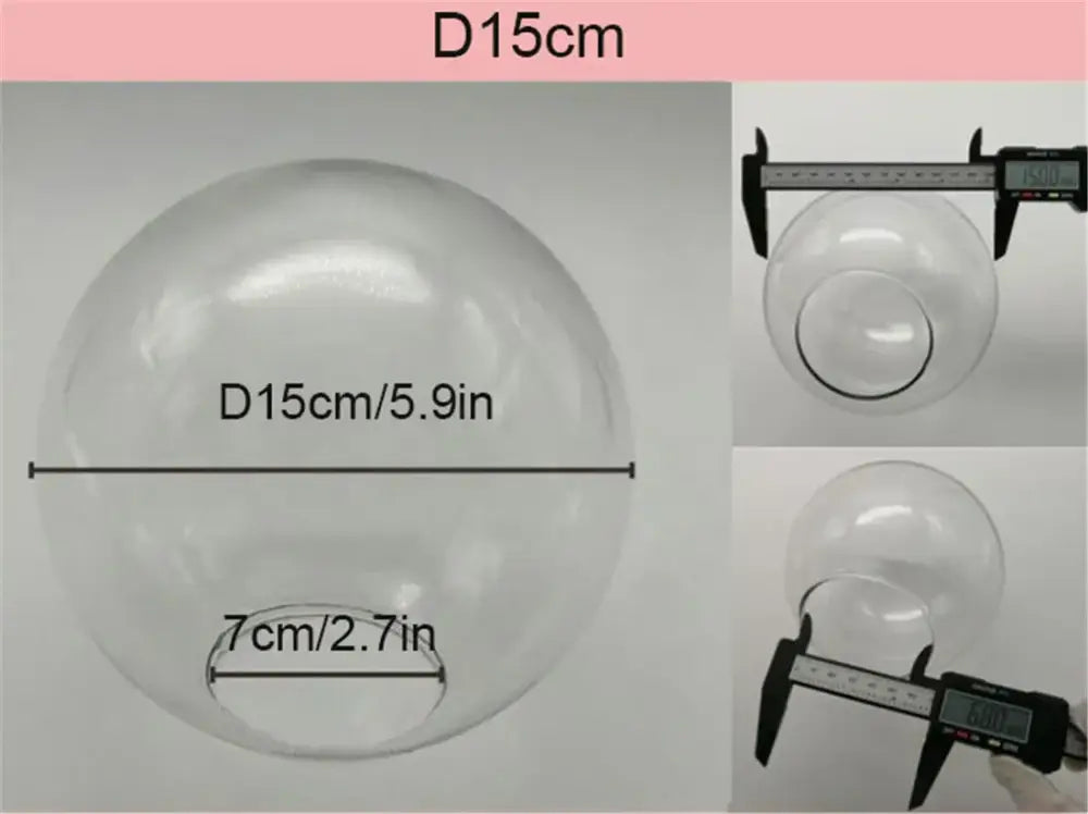 Round clear glass lamp shade replacement with 15cm diameter and 7cm opening for decorbites clear glass fishbowl cover