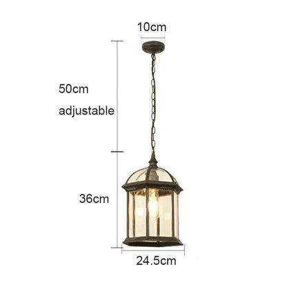 Antique bronze-finished rustic outdoor hanging lantern with clear glass panels and chain suspension decorbites black rustic