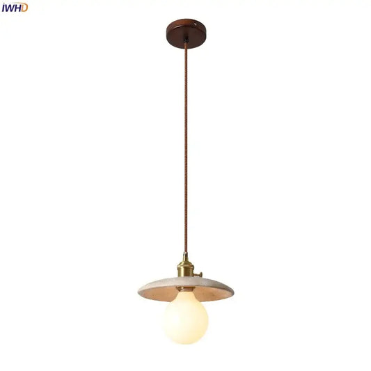 Rustic brass and ceramic glass ball led pendant light with off-white shade and warm brass canopy for dining room decorbites glass ball
