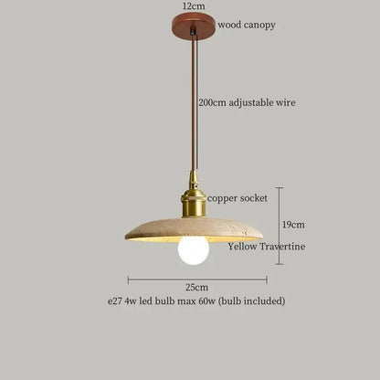 Rustic brass and ceramic glass ball led pendant light with yellow travertine shade and adjustable 200cm wire for dining room decorbites glass ball