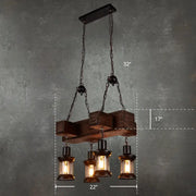 Decorbites rustic wooden brown ceiling light lantern with dark wood beam and vintage lanterns for 220v-240v use