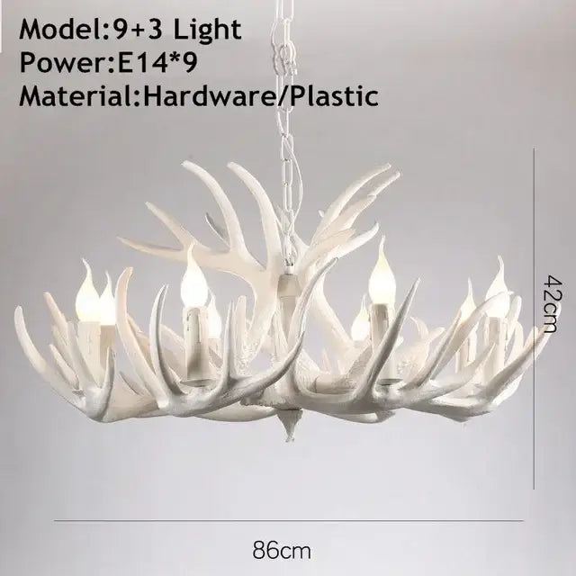 Rustic golden brown decorbites antler pendant chandelier with nine bulbs and plastic hardware frame for dining room lighting