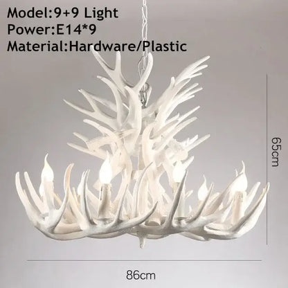 Rustic golden brown decorbites antler pendant chandelier with nine e14 bulbs made of hardware and plastic for dining room lighting