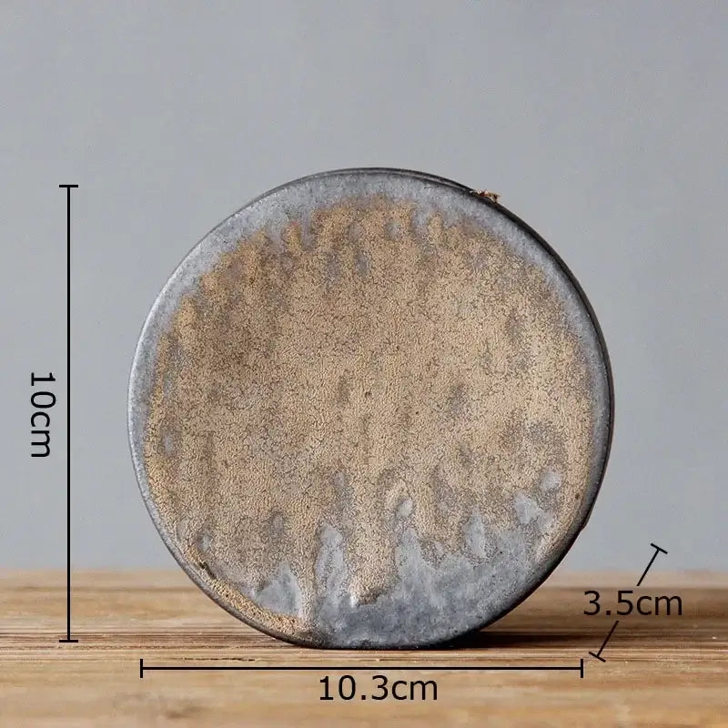 Rustic gray and brown coarse pottery vase with mottled glaze and subtle texture for living room decorbites coarse pottery