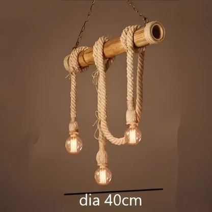 Rustic industrial bamboo pendant lights with natural rope and exposed bulb fixtures for kitchen decorbites bamboo pendant