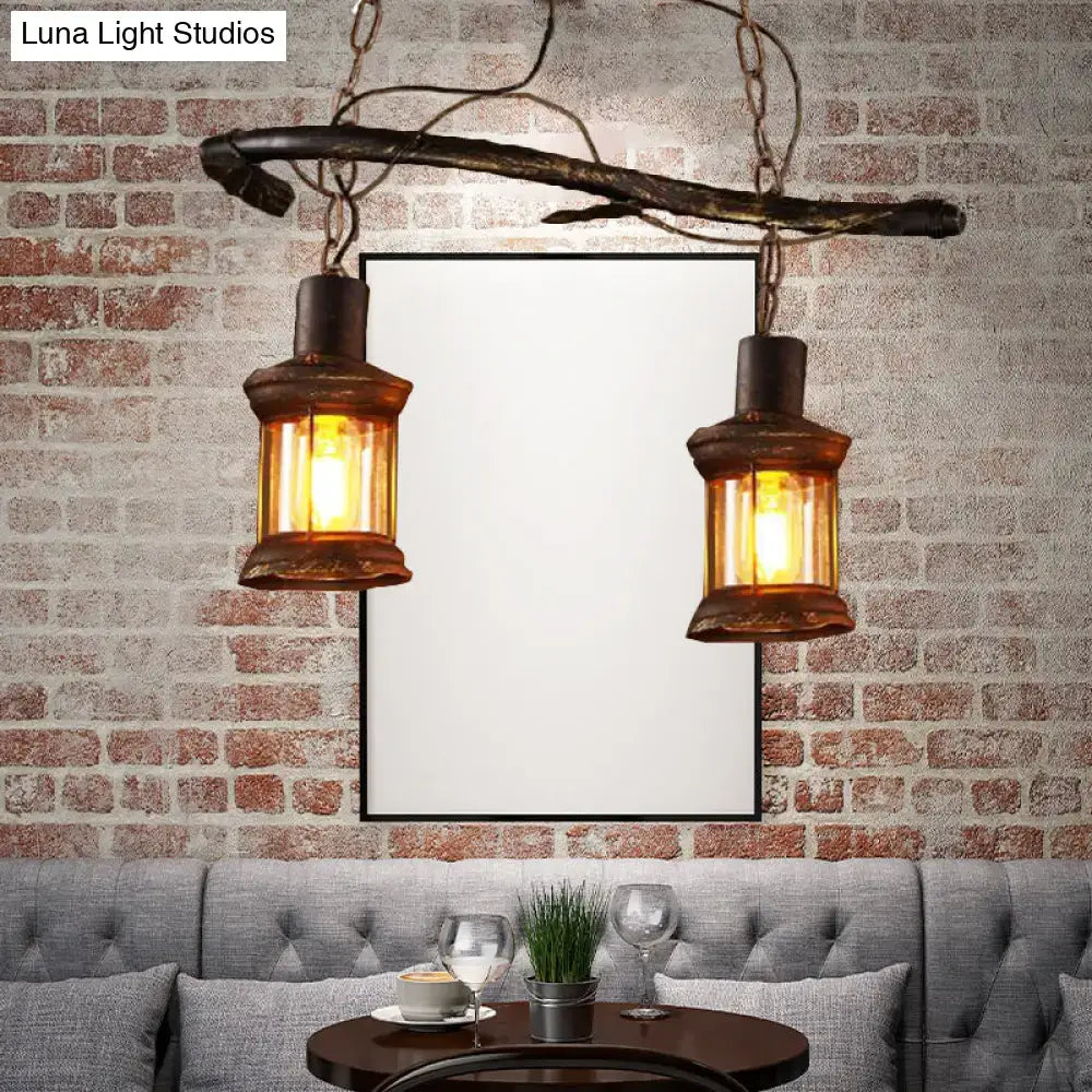 DecorBites Rustic kerosene island lamp with clear glass amber shades and antique brass finish ideal for coffee shop lighting 220v-240v