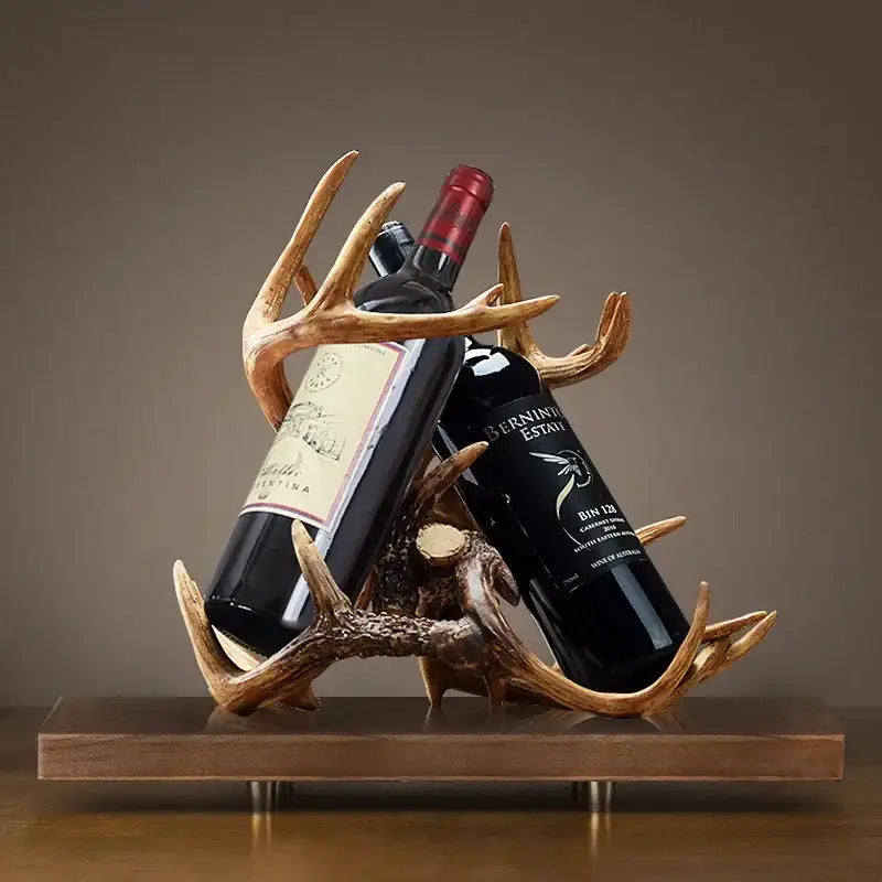 Rustic natural resin buckhorn wine holder in beige finish antler-shaped wine holder for dining room decorbites buckhorn wine rack
