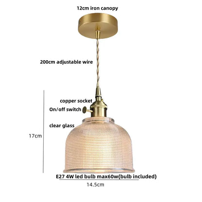 Rustic walnut and brass cullet glass led pendant dining room light with vintage brass and textured clear glass shade decorbites cullet glass