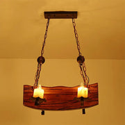 Rustic wood island pendant light by decorbites with rectangle wood board and candle bulbs for 220v-240v use