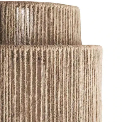 A cylindrical glass jar wrapped in natural jute twine for rustic woven hemp rope wall lights decorbites hemp rope