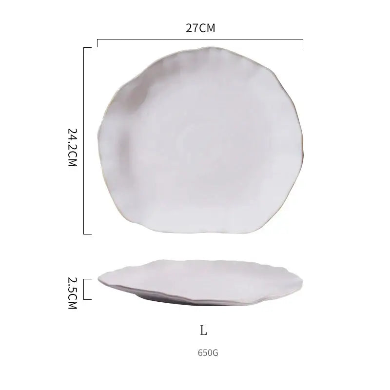 Matte white ceramic dinner plate set with scalloped edge and organic shape for decorbites ceramic dinner tableware