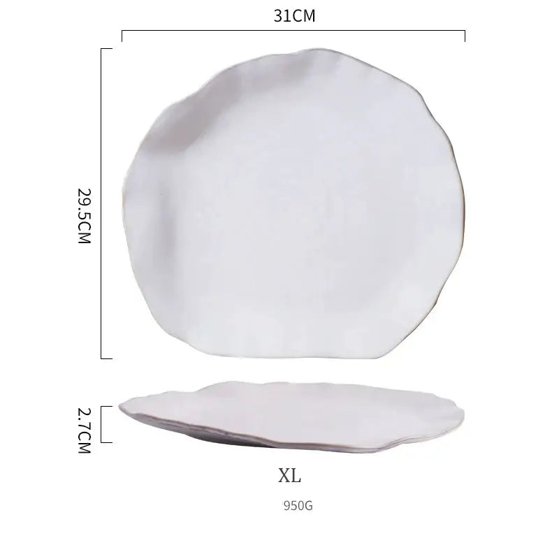 Scalloped white ceramic dinner plate set with organic edge and matte finish for elegant decorbites ceramic dinner tableware