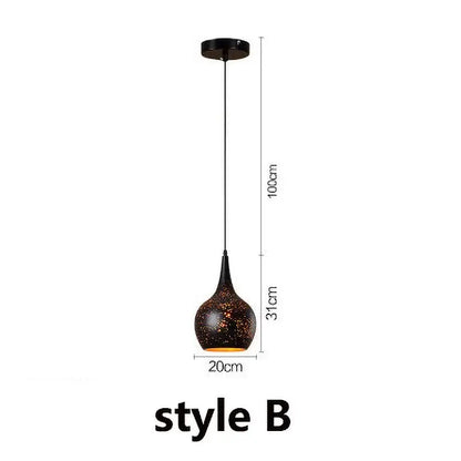 Set of 4 black and gold etched iron pendant light fixtures with black mosaic pendant light and 31cm bulb diameter