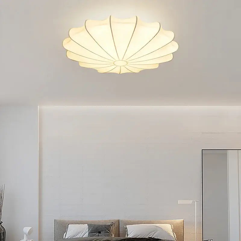 Shell shaped cream flower pendant light with a soft glow and metallic frame for dining room decorbites cream flower decor