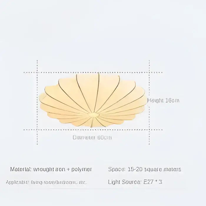 A golden shell-shaped pendant light made of wrought iron and polymer for decorbites cream flower dining room decor