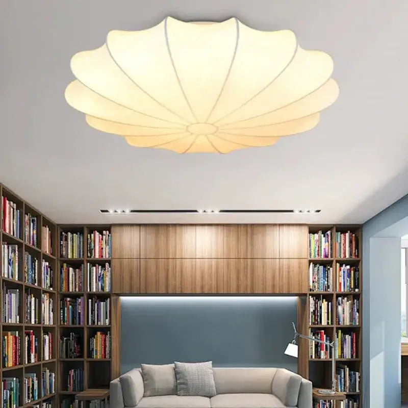 Shell shaped cream flower pendant light with petal design in cream color ideal for dining room decorbites cream flower