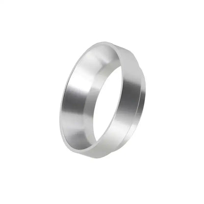 Silver metallic ring with polished finish and tapered inner diameter for espresso coffee filter adapter set