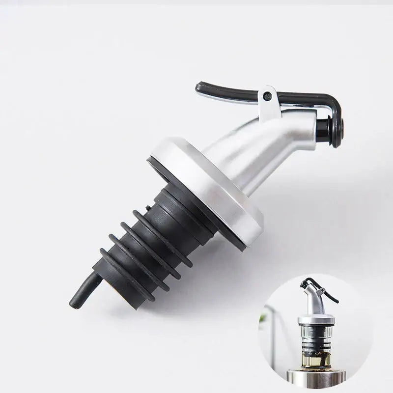 Silver and black lever bottle cap stopper set kitchen dispenser with decorbites bottle cap stopper and lever mechanism