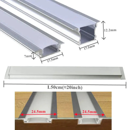 Silver and white aluminum profile recessed led strip channel with a sleek rectangular design for kitchen lighting