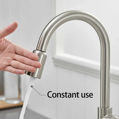 Silver brush nickel touchless kitchen faucet with sleek curved spout and pull-down spray head for kitchen faucet accessories decorbites