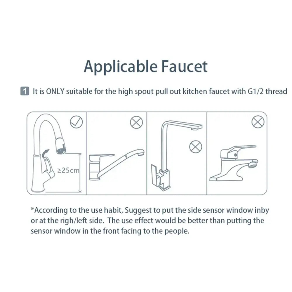 Silver brush nickel touchless kitchen faucet with high spout pull-out and g1/2 thread for decorbites kitchen faucet accessories
