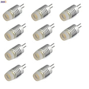 Twelve silver frosted cob g4 led bulbs with dual pin base arranged in four rows for chandelier dining room light by decorbites cob