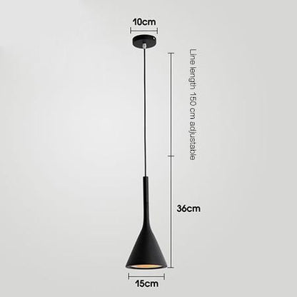 Black cone-shaped pendant light with adjustable cord modern design simple single head chandelier for indoor use