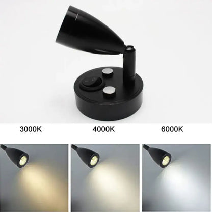 Sleek black adjustable led reading lamp with magnetic base and three color temperature settings for rv and bedroom interior