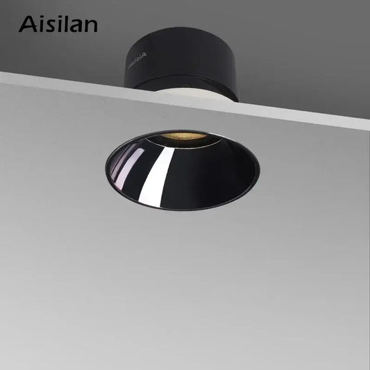 Sleek black glossy frameless led downlight with circular design for living room by decorbites recessed led downlight