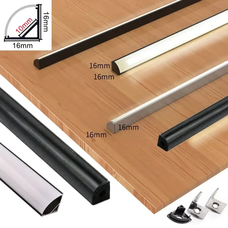 Black v led aluminum profile edge protectors in black and silver for furniture with 16mm width by decorbites black