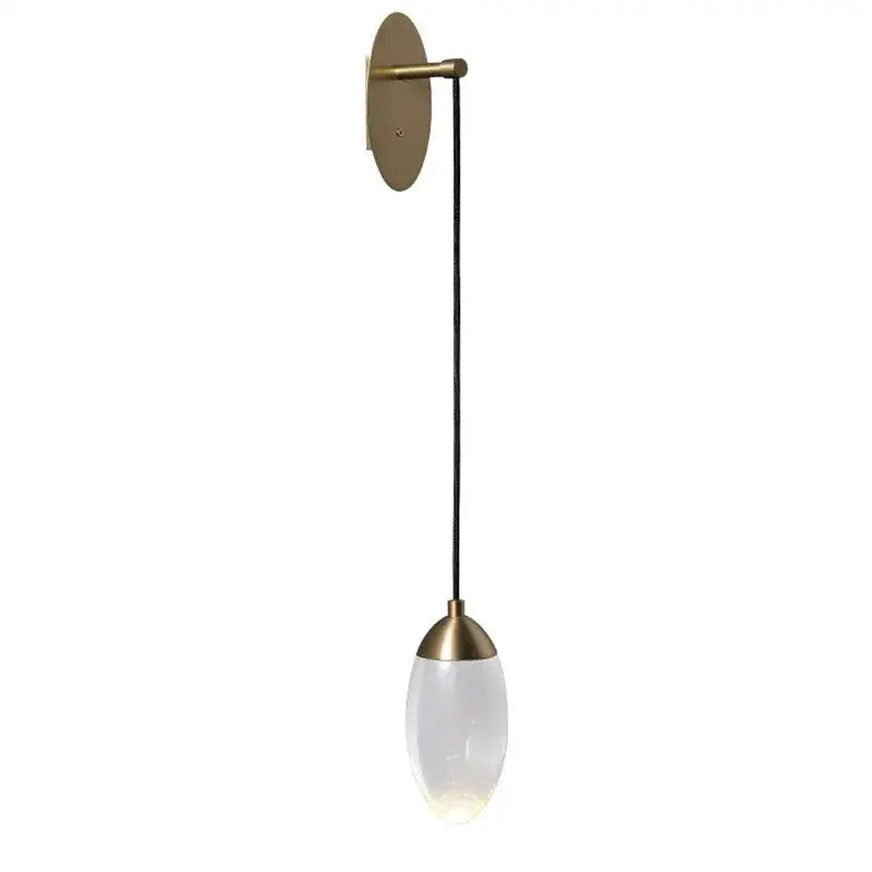 Sleek brass and crystal led wall light with frosted glass pendant and black cord for bedroom decorbites crystal led