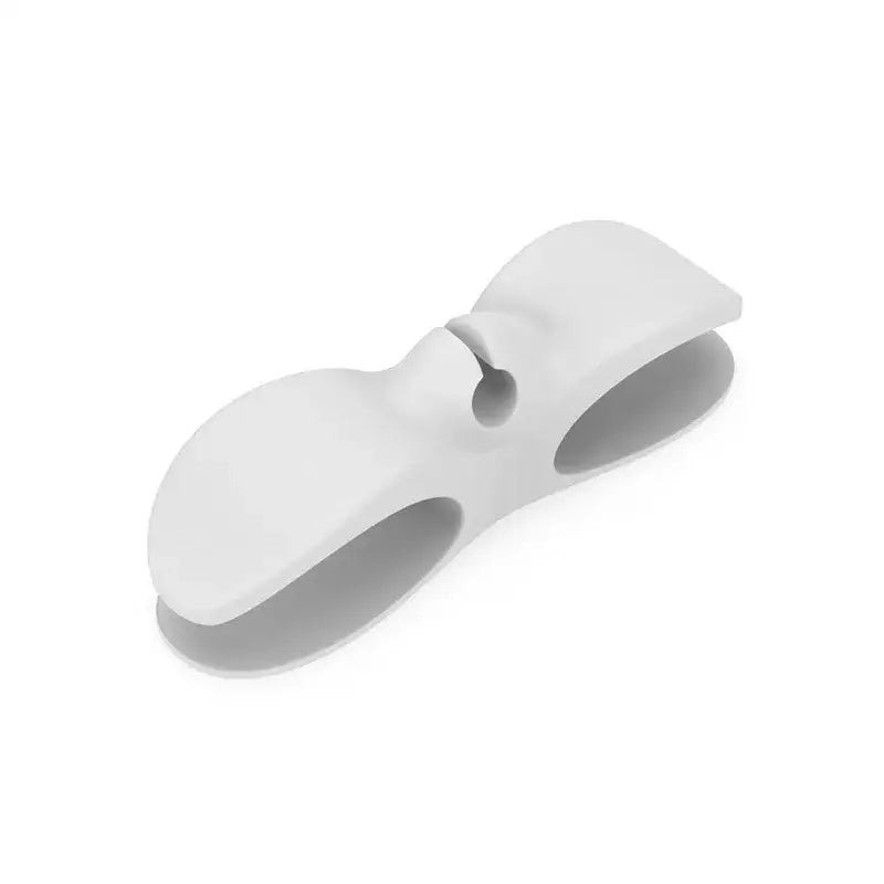 White silicone decorbites cord winder with smooth rounded design and curved arms for cable organizer use