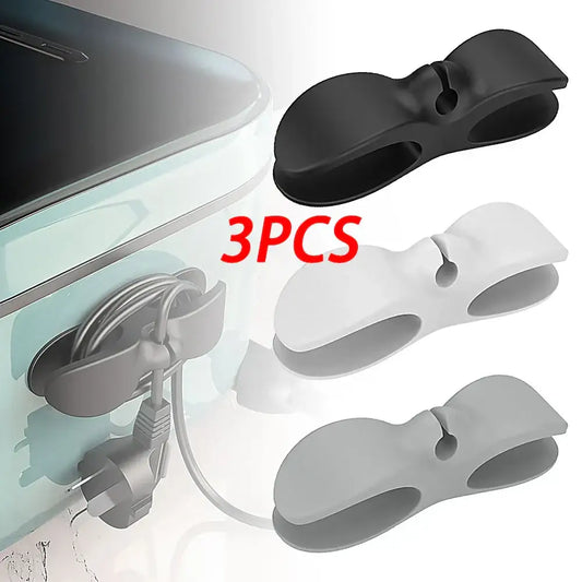 Sleek black white and gray silicone decorbites cord winder 3 pack cable organizer for neatly securing cords