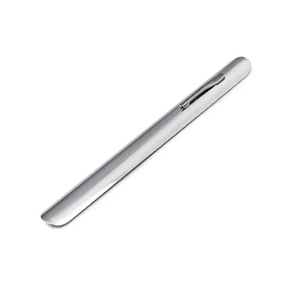 Sleek silver stainless steel crumb cleaner cake tool with smooth polished finish and rounded ends for decorbites crumb cleaner