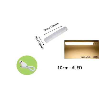 Slim white dimmable pir sensor night light led strip with six warm white leds for kitchen cabinet decorbites dimmable pir