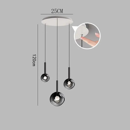 Smoke Gray Glass Multi-Light Staircase Pendant Light