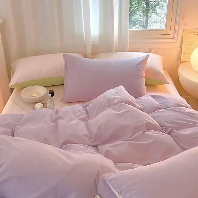 Soft lavender cotton queen bedding set with quilted texture and satin finish for elegant decorbites cotton queen bedding