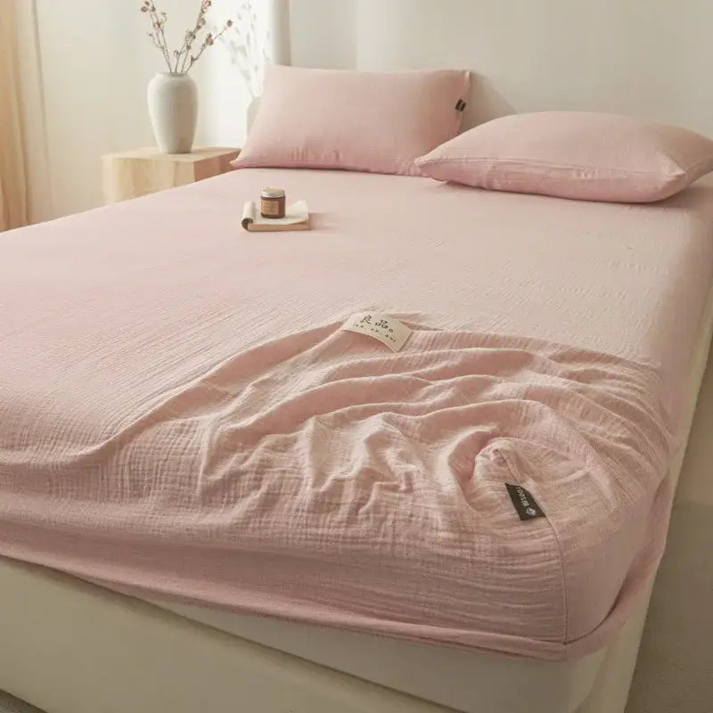 Soft pink cotton fitted sheet with subtle textured weave for decorbites cotton fitted sheet bedroom use