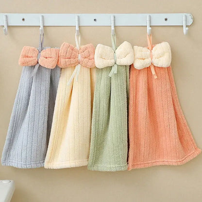 Soft pastel bowknot microfiber hand towels with plush ribbed fabric for kitchen and bathroom decorbites bowknot microfiber