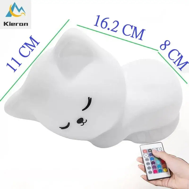 Soft white kieron brand cat led night light made of silicone shaped like a sleeping cat for bedroom decorbites cat led use