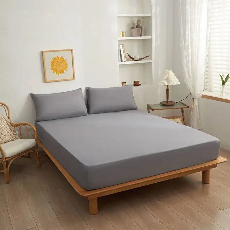 Soft yellow and beige decorbites cotton fitted sheet with smooth stretchy fabric snugly covers mattress