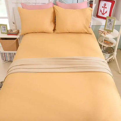 Soft yellow and beige decorbites cotton fitted sheet with subtle sheen for bedroom bedding and decorbites cotton fitted use