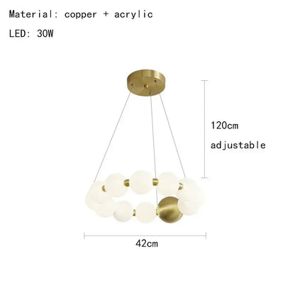 Spiral brass led chandelier with gold-toned copper and frosted acrylic spherical pendant light by decorbites brass led