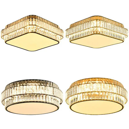 Square and round crystal chandeliers with gold-toned frames decorbites crystal led ceiling lamp for living room decor