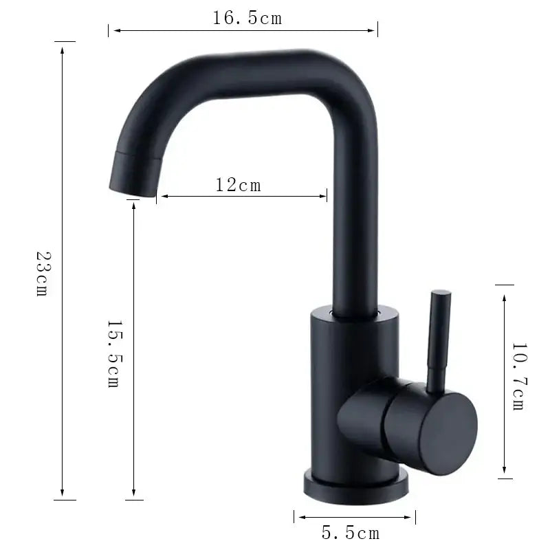 Decorbites™ black matte stainless steel rotating sink faucet with single-handle sleek modern design