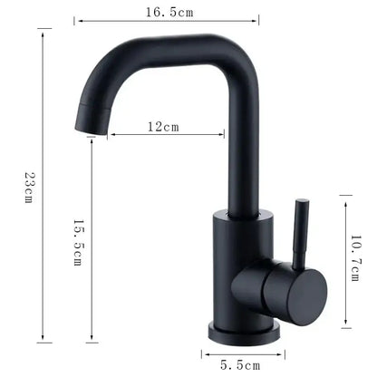 Decorbites™ black matte stainless steel rotating sink faucet with single-handle sleek modern design